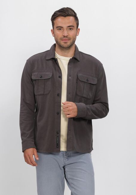 BUTCHER OF BLUE Surchemise PHIL PEACHED JERSEY OVERSHIRT Gris fonc&eacute; - large