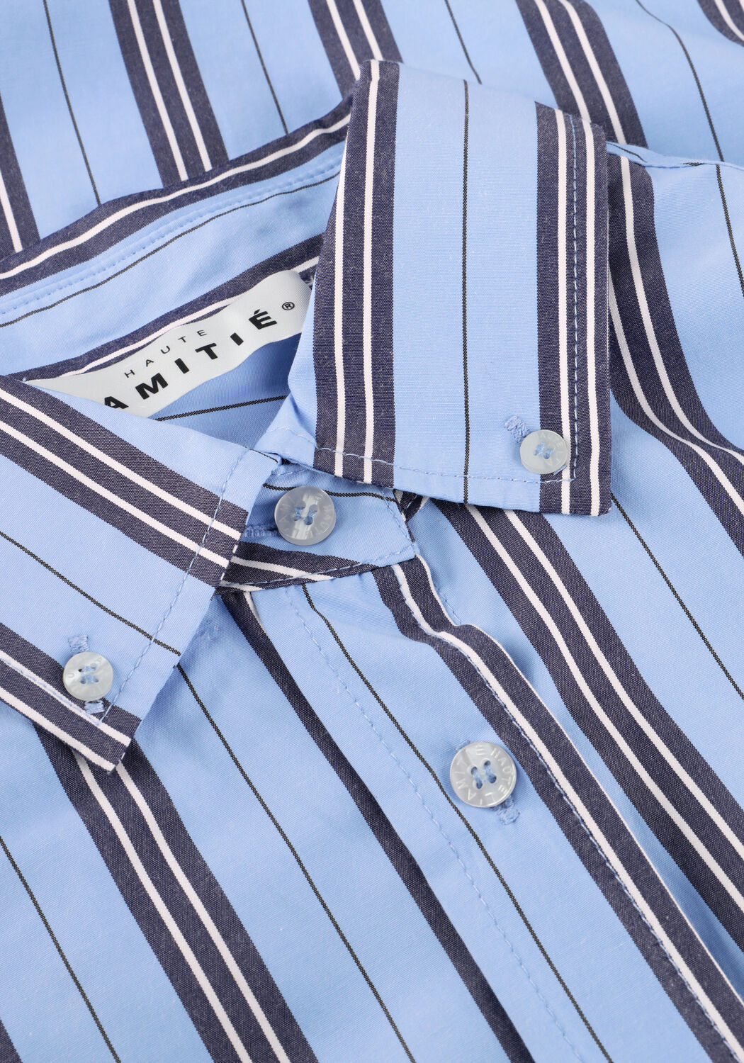 Blauwe HAUTE L'AMITI&Eacute;  BUTTON DOWN STRIPE SHIRT - large