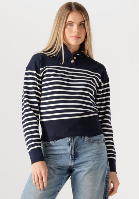 Donkerblauwe TOMMY HILFIGER Trui CO JERSEY GOLD BTN MOCK-NK SWT - large