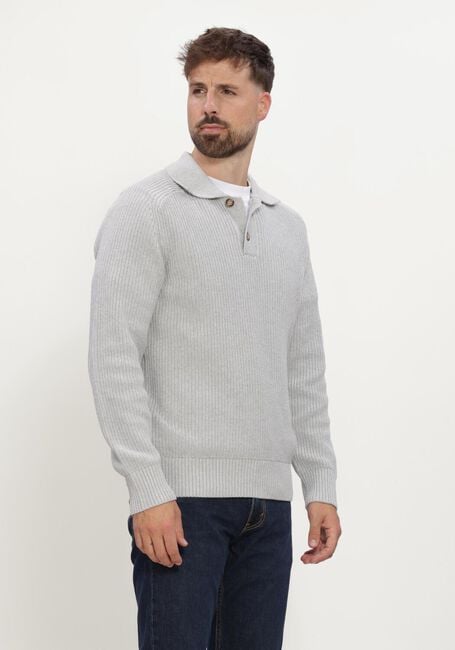 SELECTED MEN Pull SLMPIM LS KNIT POLO CAMP en gris - large