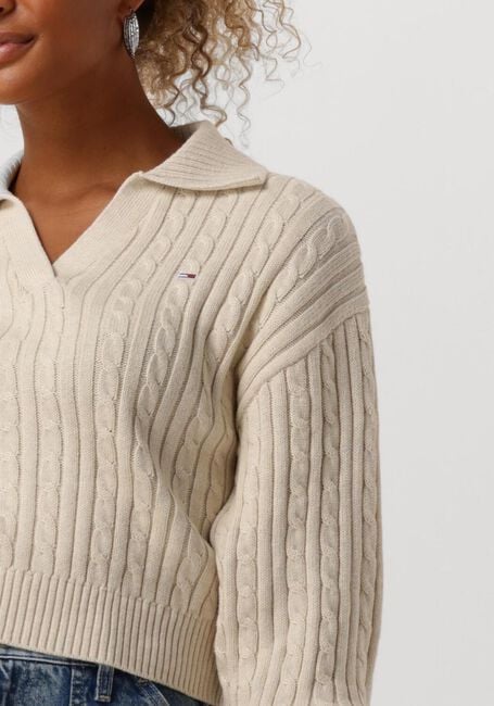 TOMMY JEANS Pull TJW CABLE RUGBY SWEATER en beige - large