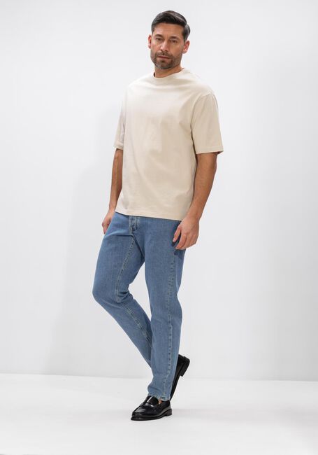 Beige SELECTED MEN T-shirt SLHRELAXASPEN 2-PLY SS O-NECK NOOS - large