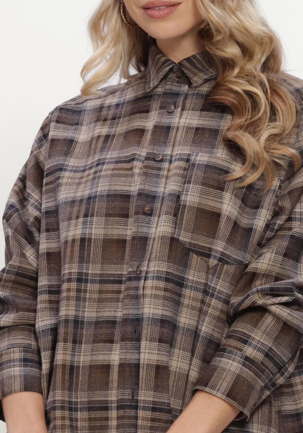 Taupe NEO NOIR  DALMA FLANNEL CHECK SHIRT - large