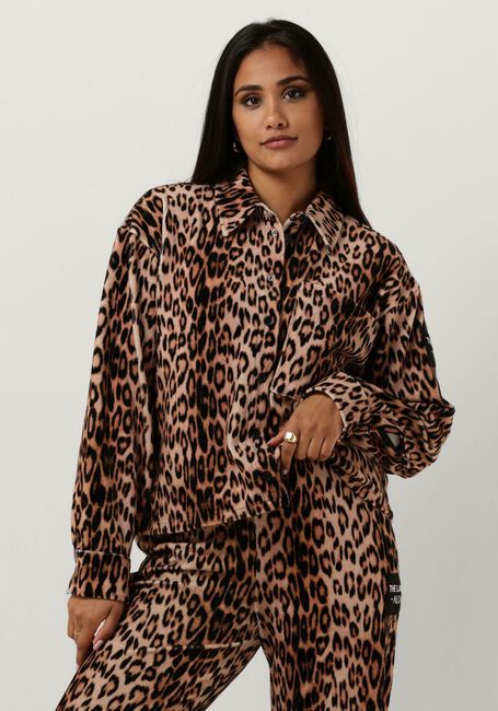 Bruine ALIX THE LABEL  LADIES WOVEN LEOPARD VELVET BLOUSE - large