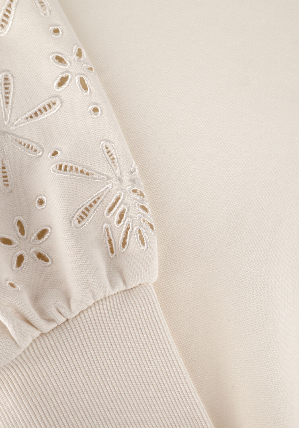 Creme SCOTCH & SODA Sweater PUFF SLEEVE EMBROIDERY SWEATSHIRT - large