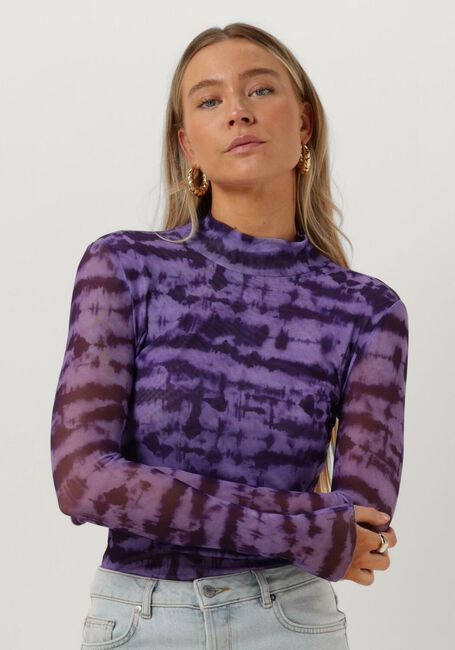 COLOURFUL REBEL  NEYO TIE DYE MESH TURTLENECK TOP Lilas - large