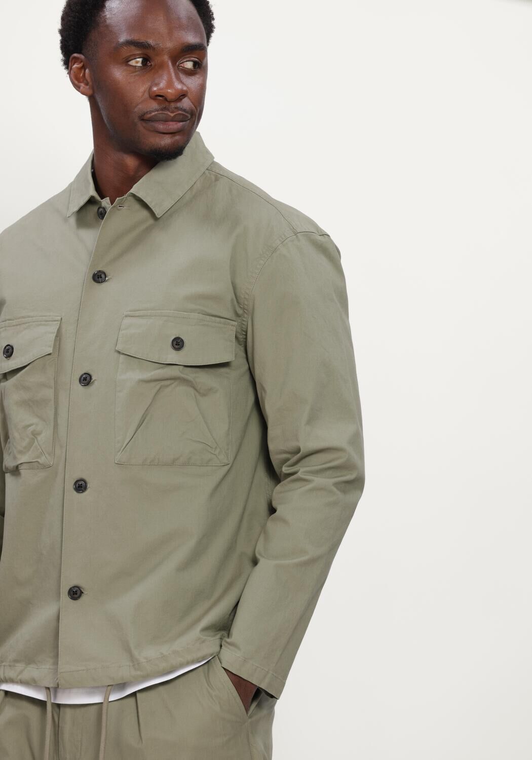 Khaki ANERKJENDT Overshirt AKOTTO COTTON OVERSHIRT - large