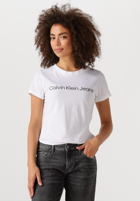 CALVIN KLEIN T-shirt CORE INSTIT LOGO SLIM FIT TEE en blanc - large