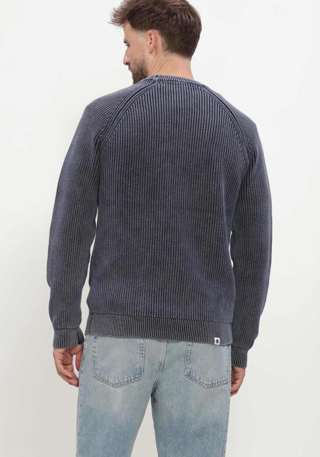 Donkerblauwe ANERKJENDT Trui AKSUNE WASHED PATENT KNIT - large