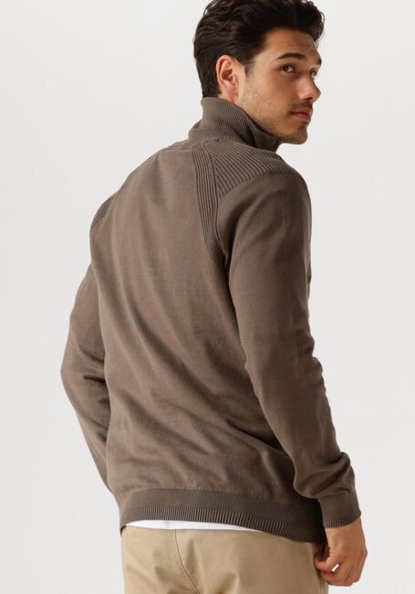 Bruine CAST IRON Trui HALF ZIP COLLAR COTTON STRETCH - large