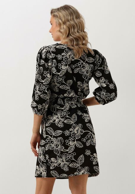 JANSEN AMSTERDAM Robe midi WGE517 EMBROIDERED DRESS 3/4 SLEEVE V-NECK en noir - large