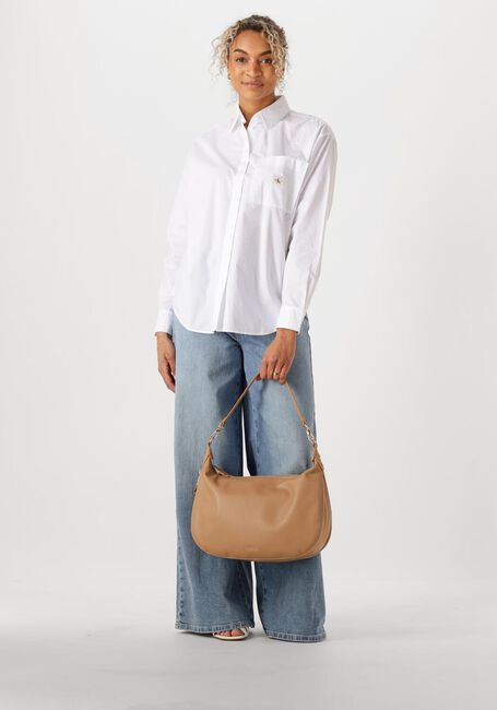 Witte CALVIN KLEIN  WOVEN LABEL RELAXED SHIRT - large