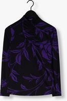 Paarse JANSEN AMSTERDAM  VBF101 JERSEY PRINT TOP WITH WRINKLING AT TURTLE NECK