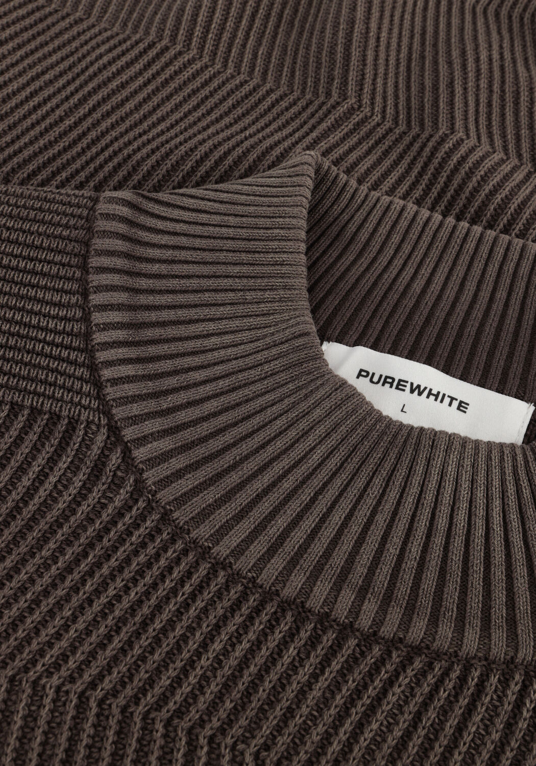 Bruine PUREWHITE Trui JAQUARD WASHED MOCKNECK - large