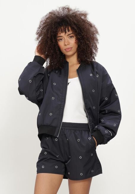 ALIX THE LABEL Jack LADIES WOVEN EYELET BOMBER Bleu fonc&eacute; - large