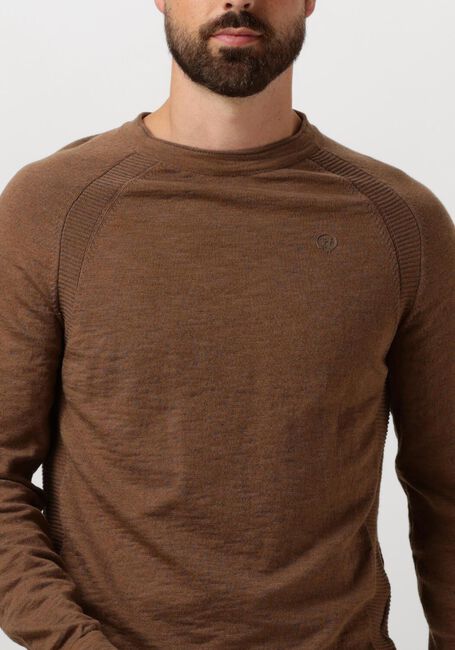 CAST IRON Pull CREWNECK COTTON HEATHER en marron - large