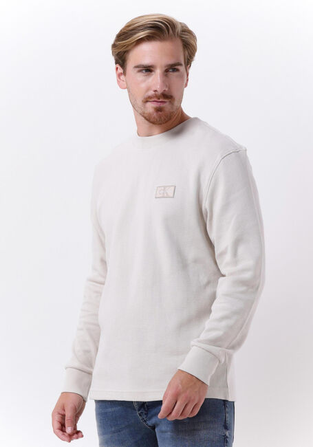 Beige CALVIN KLEIN Trui SHRUNKEN BADGE LS WAFFLE TEE - large