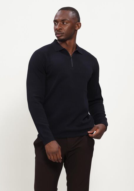 GENTI Pull POLO ZIP LS Bleu fonc&eacute; - large