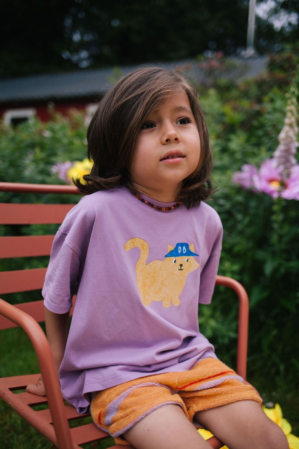 DAILY BRAT T-shirt JAMES KITTY CAT T-SHIRT Lilas - large