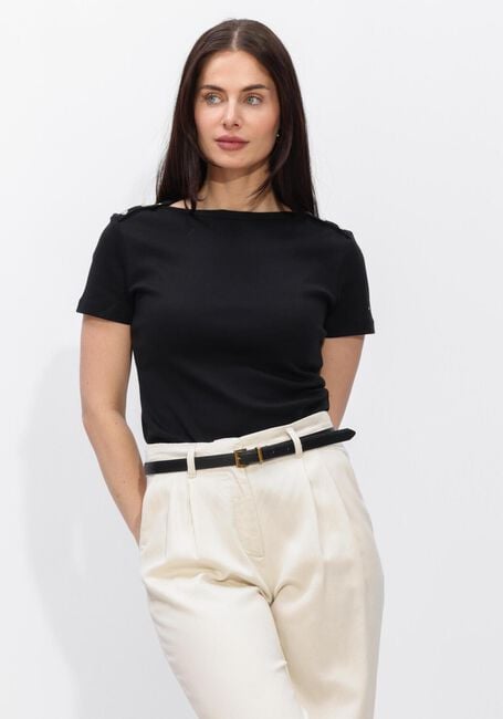 Zwarte TOMMY HILFIGER Top GOLD BUTTON SLIM SS TEE - large