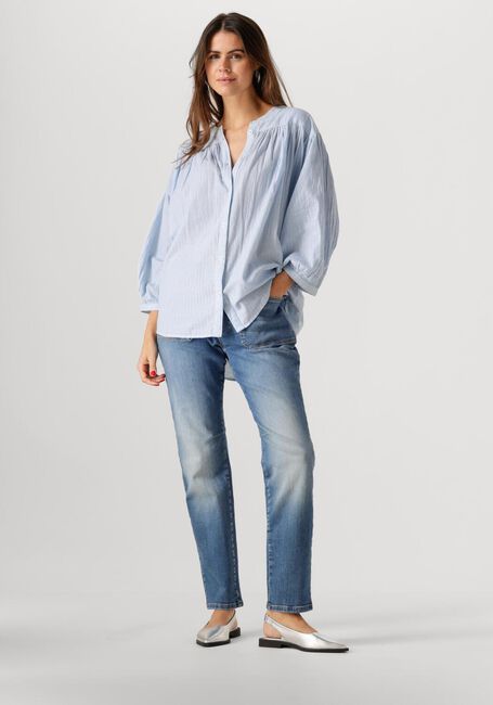 Lichtblauwe SUMMUM  OVERSIZED BLOUSE MICRO STRIPE - large