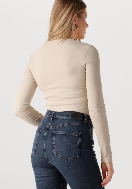 TOMMY JEANS Haut TJW SLIM ESSENTIAL RIB LS en beige - large