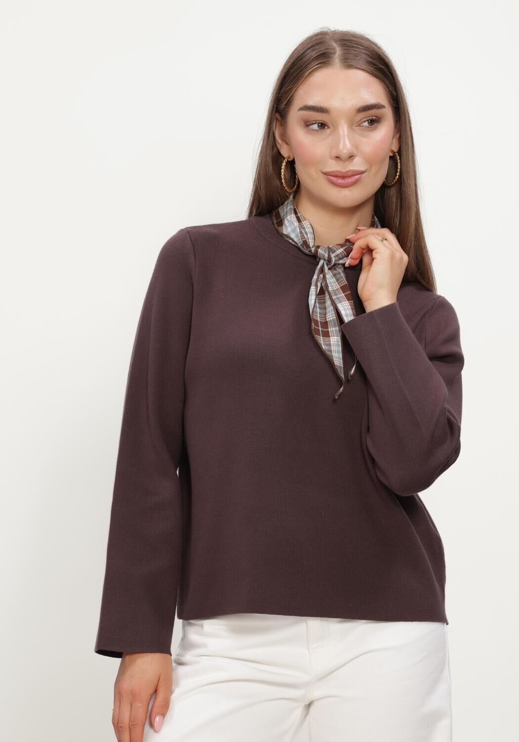 Bruine OBJECT Trui OBJREYNARD O-NECK PULLOVER - large