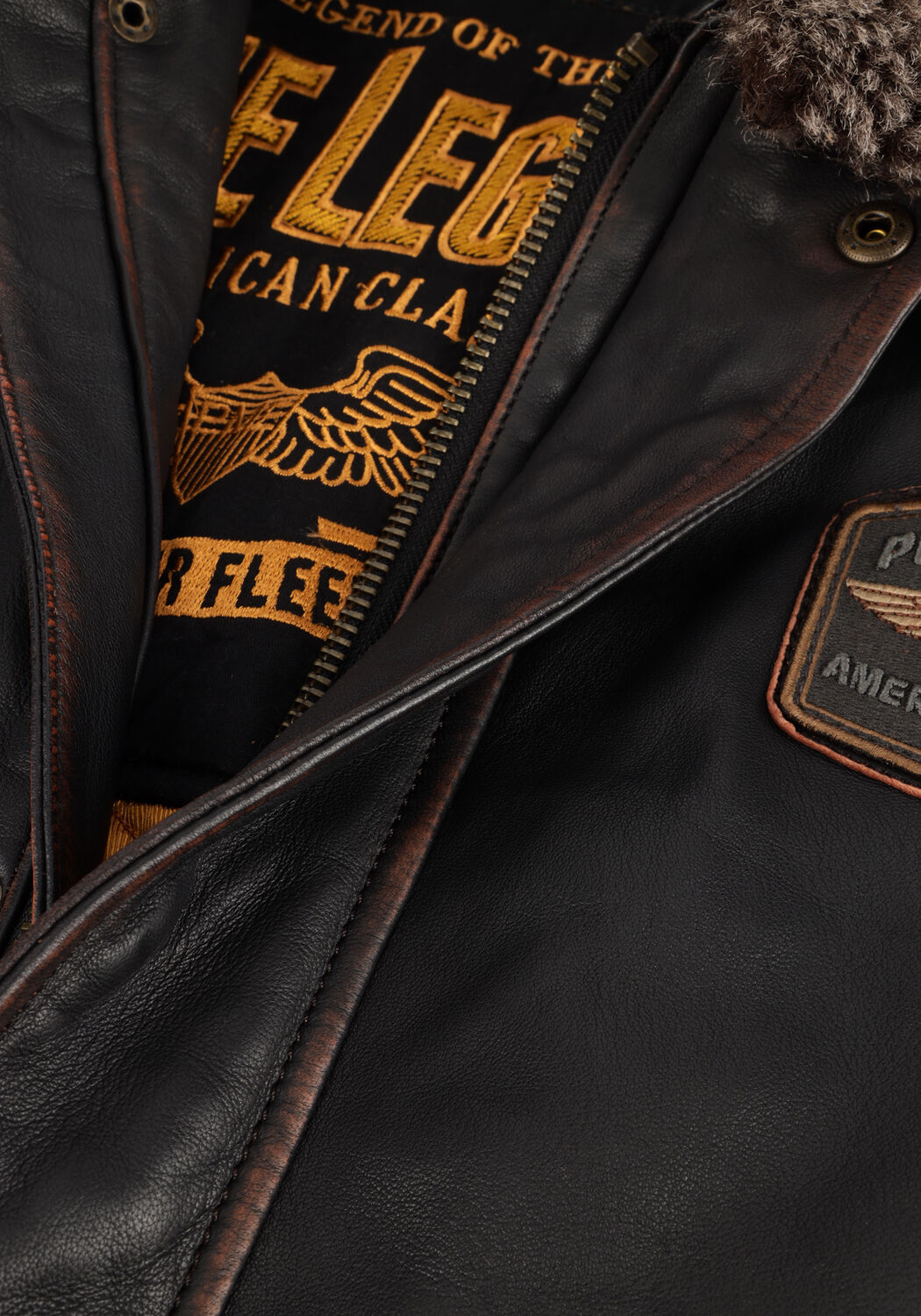 Bruine PME LEGEND Jack FLIGHT JACKET SNOWPROP SHEEP VEG RUBB-OFF - large