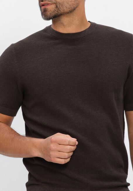 PROFUOMO T-shirt T-SHIRT CREW NECK COTTON LINEN en marron - large