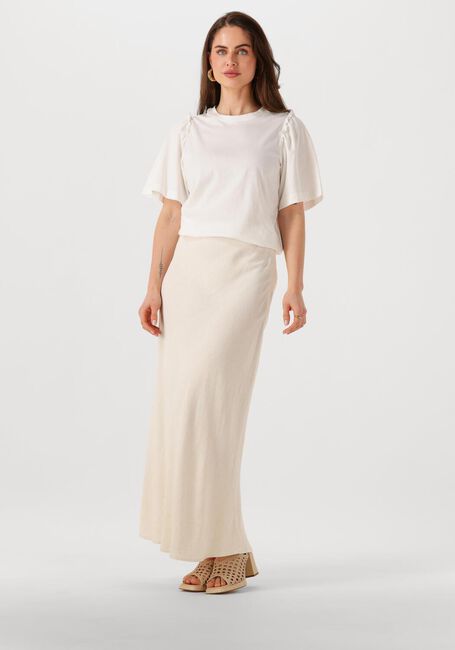 Ecru SELECTED WOMEN T-shirt SLFPENELOPE 2/4 RUFFLE TEE - large