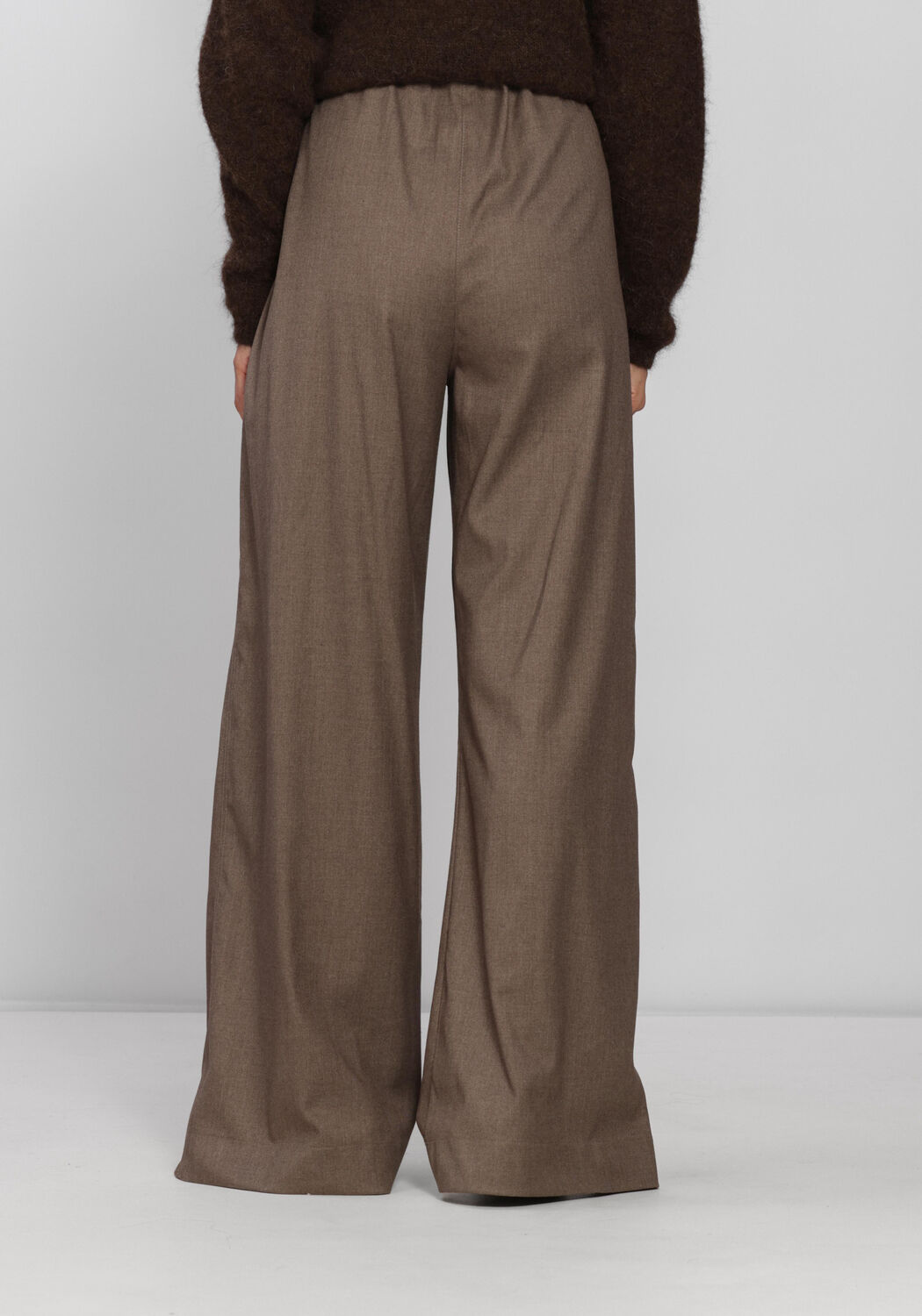 Taupe BY-BAR Wijde broek BENJI MELANGE PANTS - large