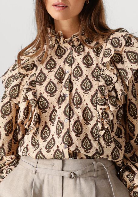 SUMMUM LONGSLEEVE BLOUSE PRINT BRODERY Blouses en beige - large