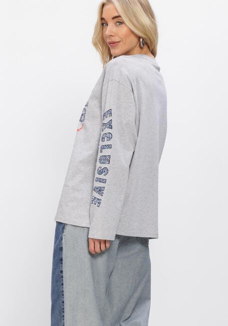 ALIX THE LABEL Haut LADIES KNITTED FANCY PRINT LONGSLEEVE T-SHIRT Gris clair - large