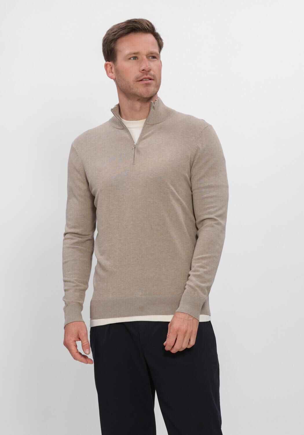 PROFUOMO Pull HALF ZIP LUXURY BASIC en beige - large