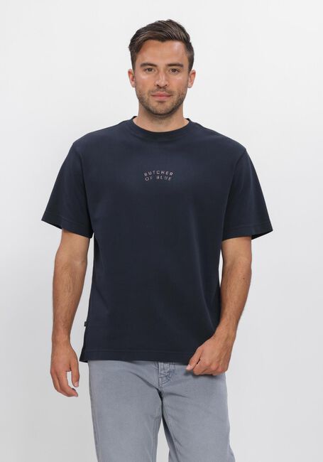 Donkerblauwe BUTCHER OF BLUE T-shirt MERCER LAYER LOOSE TEE - large