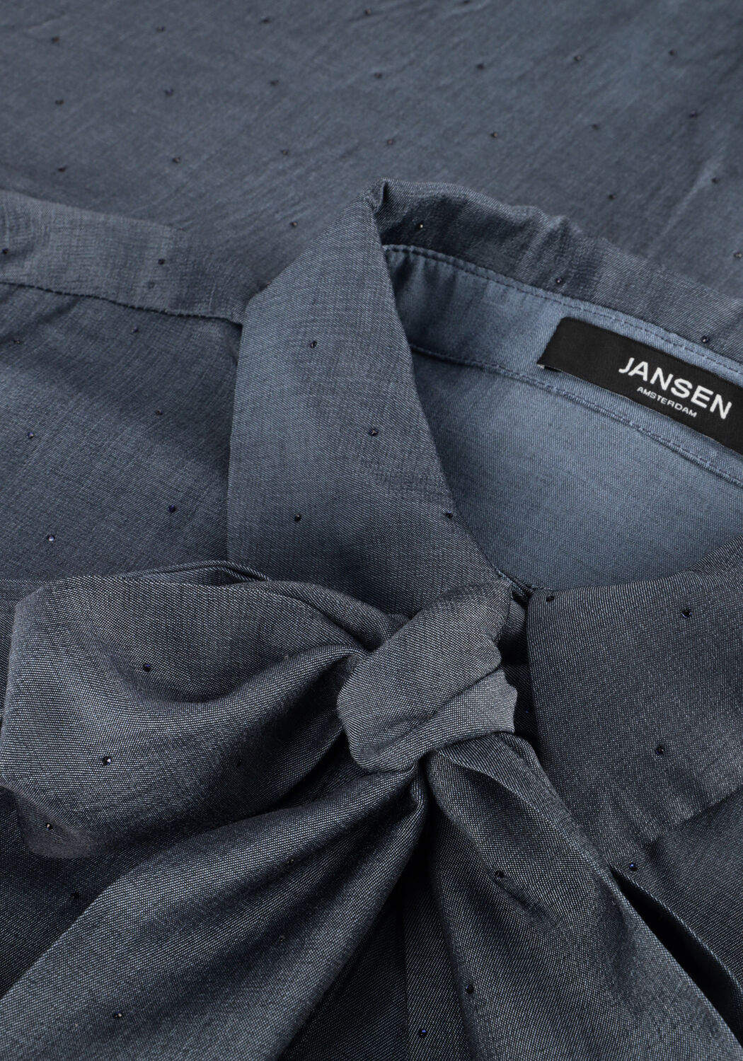 JANSEN AMSTERDAM ESS BLOUSE SR 737 NECKTIE Blouses Bleu fonc&eacute; - large