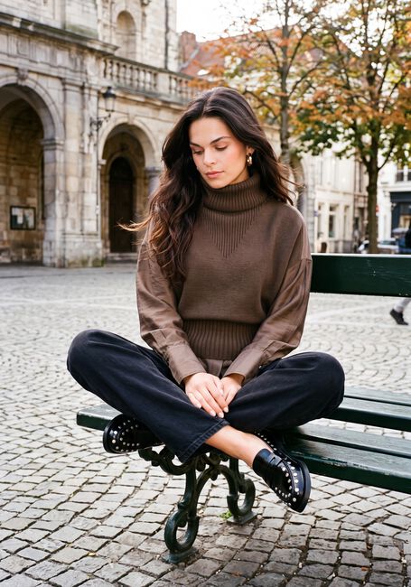 ROUGE EDIT Col roul&eacute; ROUCLEO ROLL NECK KNIT VEST/PF en marron - large