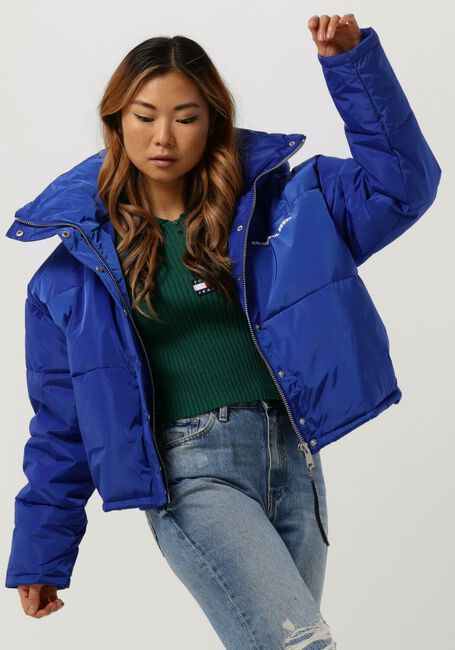 Blauwe COLOURFUL REBEL Gewatteerde jas RUYA CROPPED PUFFER JACKET - large