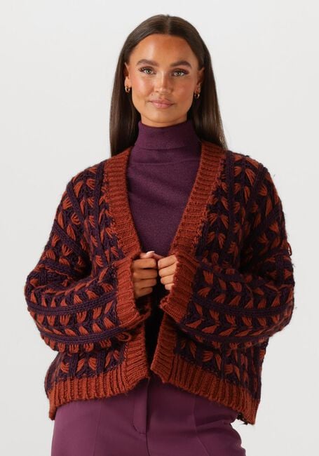 SUMMUM Gilet CARDIGAN CHUNKY KNIT en violet - large