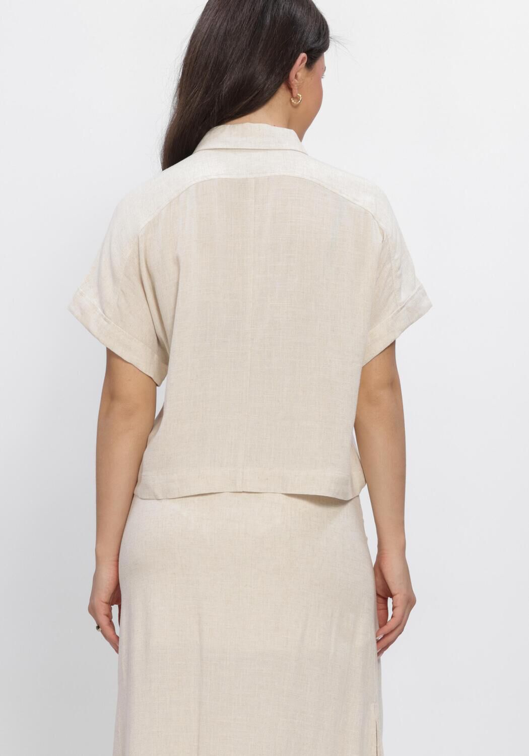 SELECTED WOMEN SLFVIVA SS CROPPED SUN SHIRT Blouses en beige - large