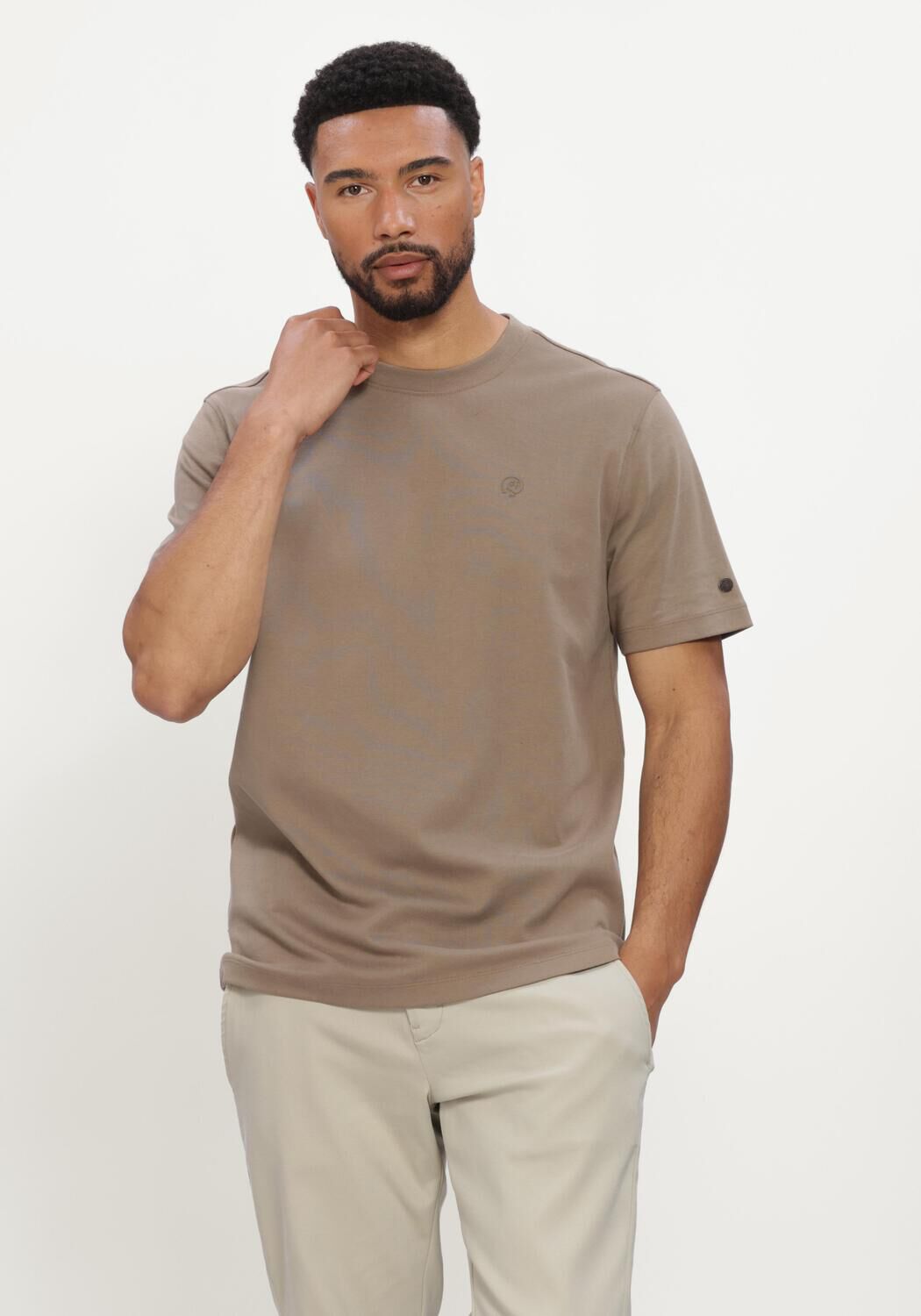 CAST IRON T-shirt SHORT SLEEVE R-NECK REGULAR FIT INTERLOCK en taupe - large