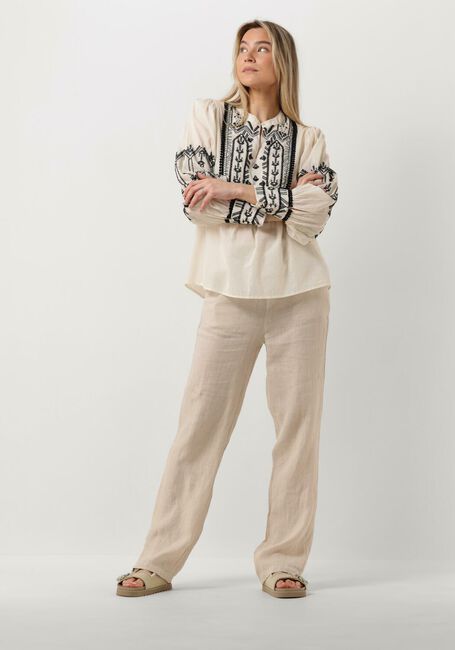 Gebroken wit SUMMUM  TOP COTTON VOILE WITH CONTRAST COLER EMBROIDERY - large