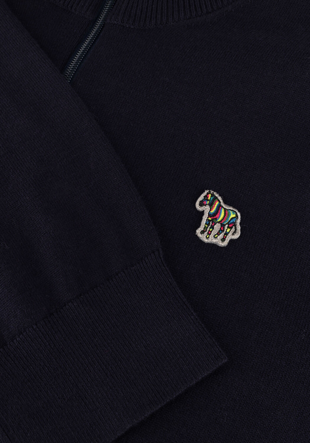 Blauwe PS PAUL SMITH Trui MENS SWEATER ZIP NECK ZEB BAD - large