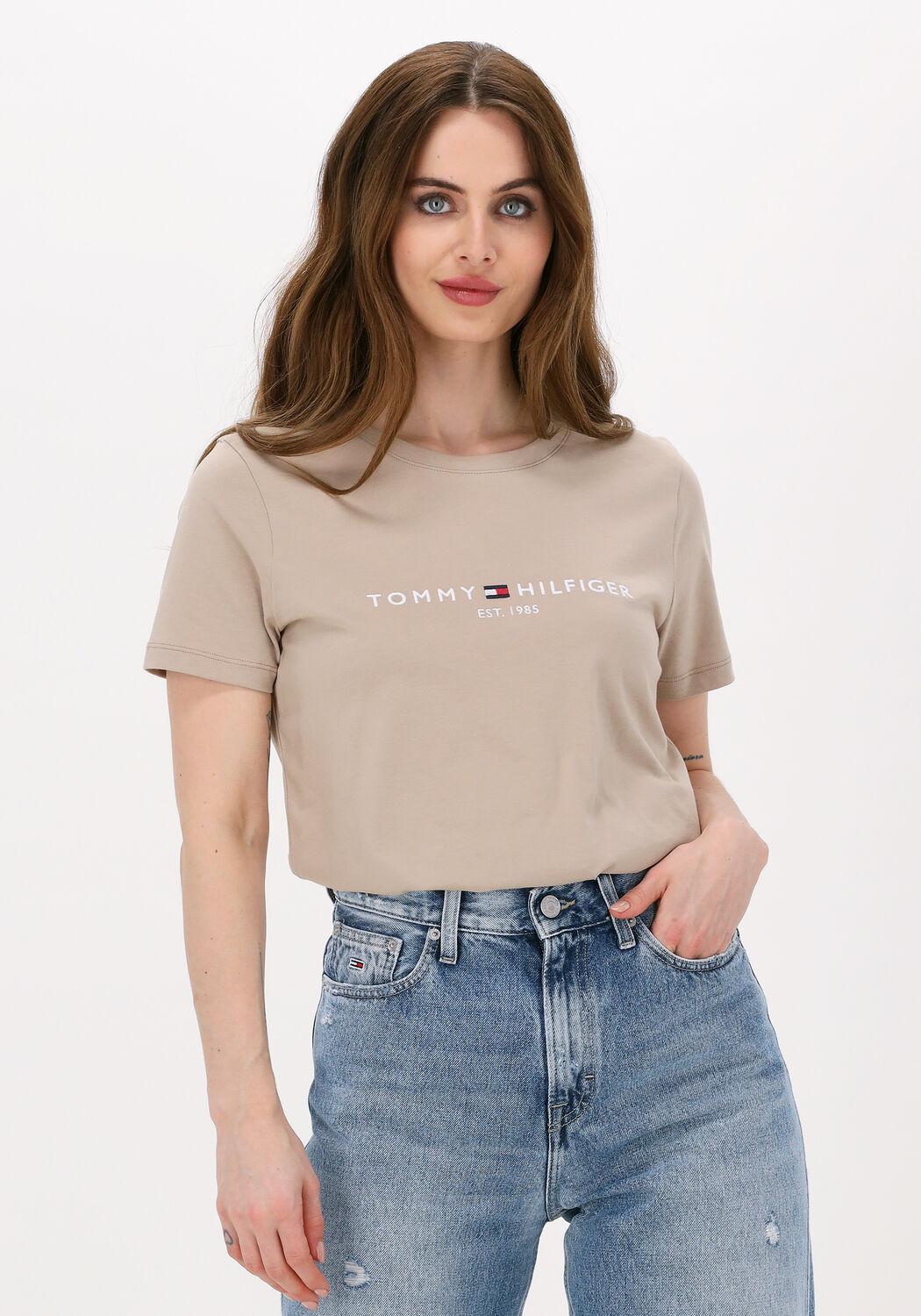 Beige TOMMY HILFIGER T shirt REGULAR HILFIGER C NK TEE SS Omoda