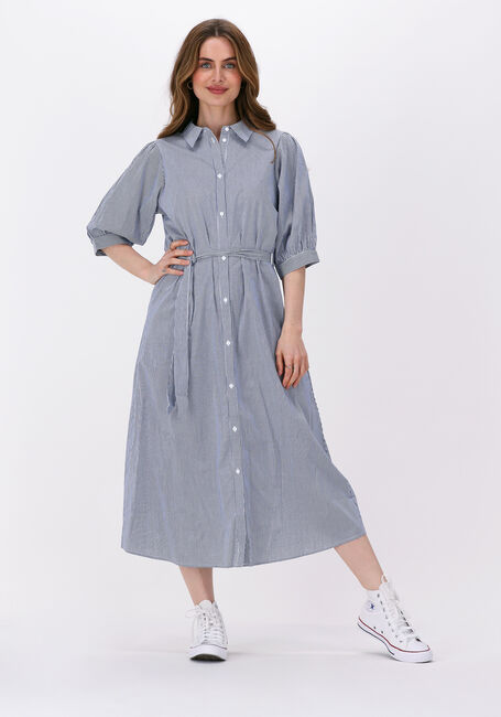 Blauwe MSCH COPENHAGEN Midi jurk VIBEKA 2/4 SHIRT DRESS STP - large