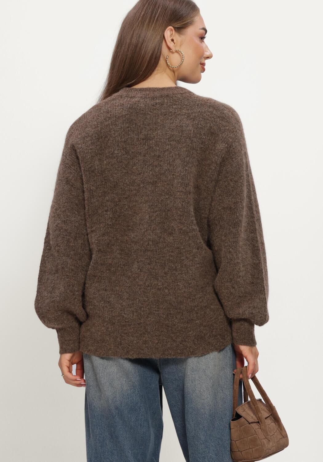 Bruine SELECTED WOMEN Trui SLWLULU LS KNIT RELAXED O-NECK - large