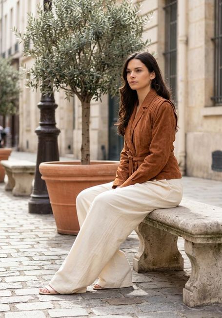 IBANA Veste en cuir JOYCE SUEDE en cognac - large