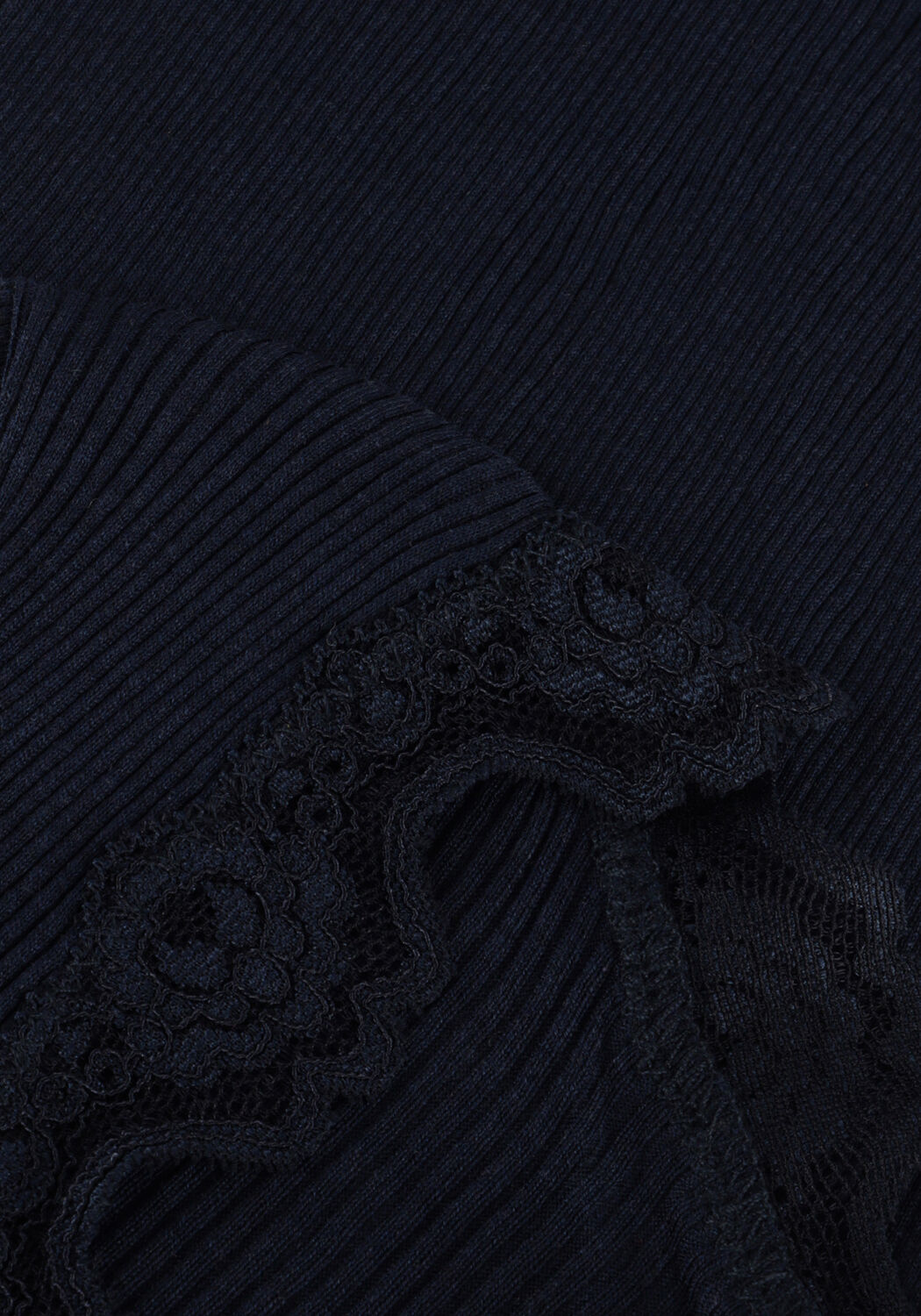 ROSEMUNDE Haut BABETTE SILK T-SHIRT LACE Bleu fonc&eacute; - large