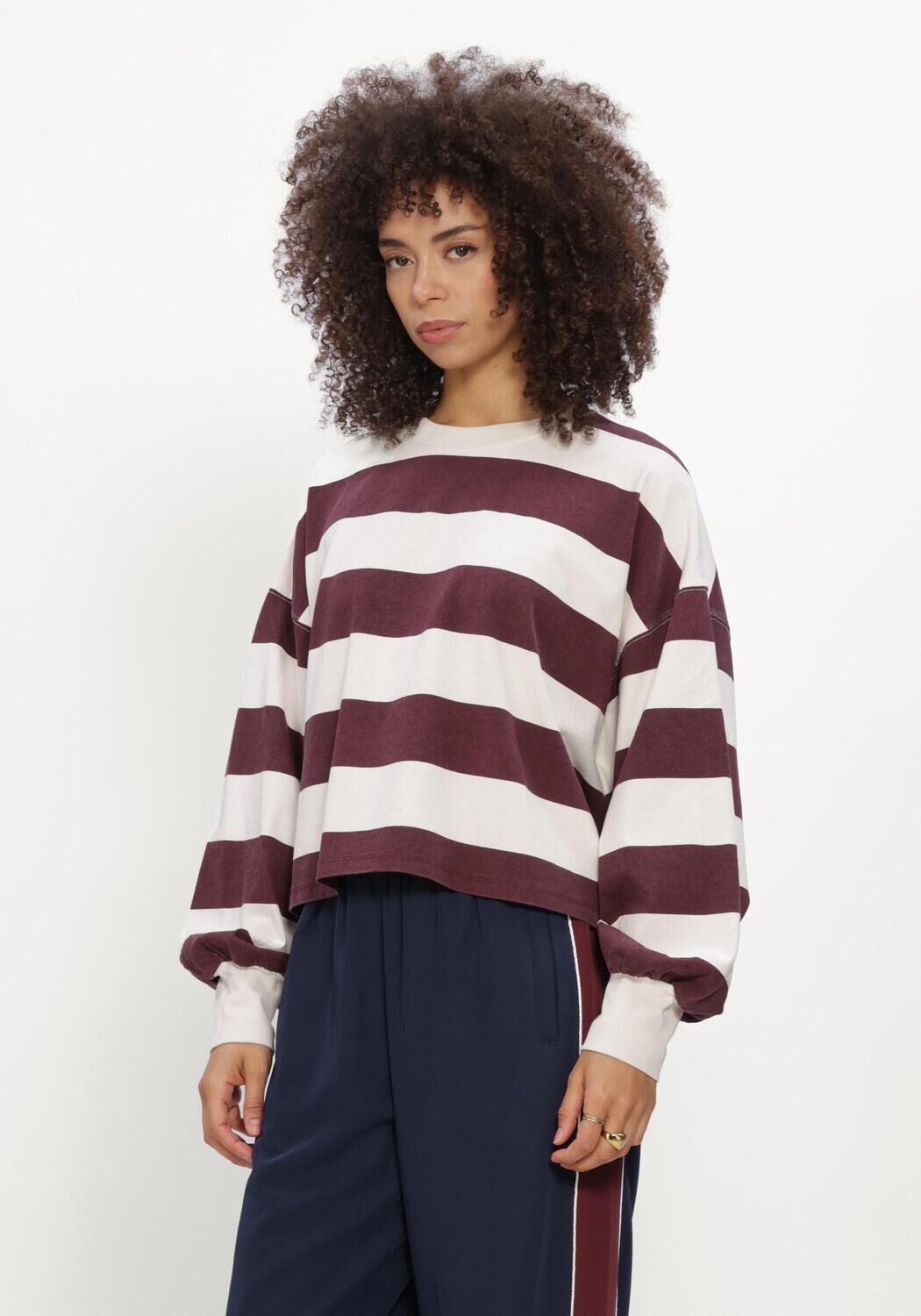 CATWALK JUNKIE Haut OVERSIZED STRIPED LONG SLEEVE Bordeaux - large