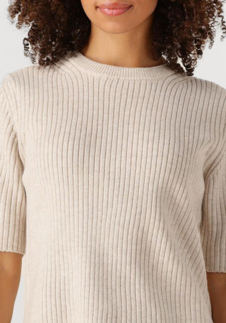 Beige OBJECT Trui OBJELVA 2/4 RE O-NECK KNIT - large